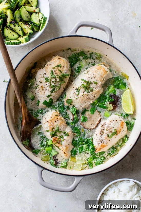 Coconut-Poached Chicken with Bok Choy and Mushrooms Recipe 3 Poached Chicken Breasts with coconut milk and lime