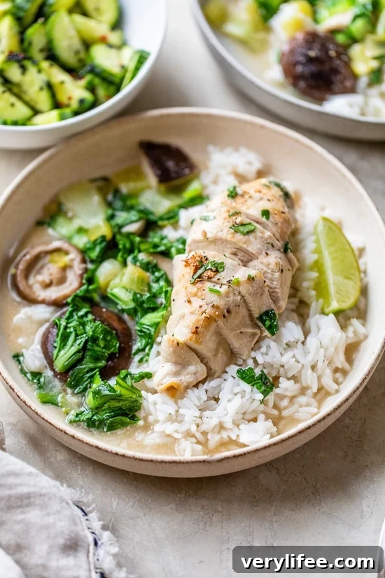 Coconut-Poached Chicken with Bok Choy and Mushrooms Recipe 6 Coconut-Simmered Chicken with Bok Choy and Mushrooms