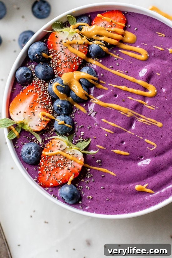 High-Protein Peanut Butter and Jelly Smoothie Bowl 2 Protein PB & J Smoothie Bowl