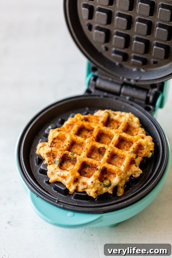 waffle iron with salmon cakes