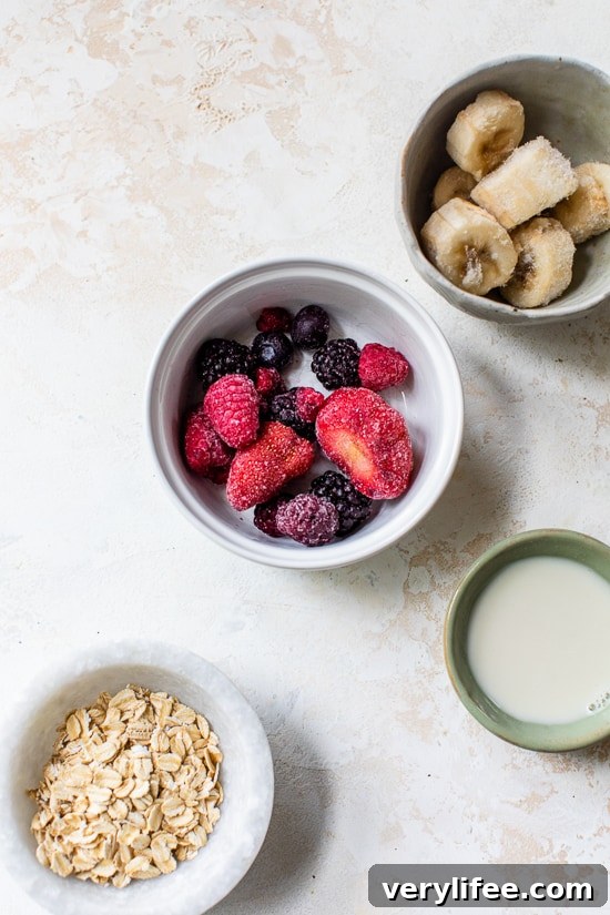 ingredients for smoothie bowl
