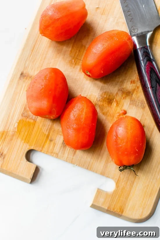 Peel the tomatoes