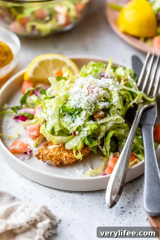 Crispy Air Fryer Chicken Milanese with Mediterranean Salad 3 Chicken Milanese with Mediterranean Salad