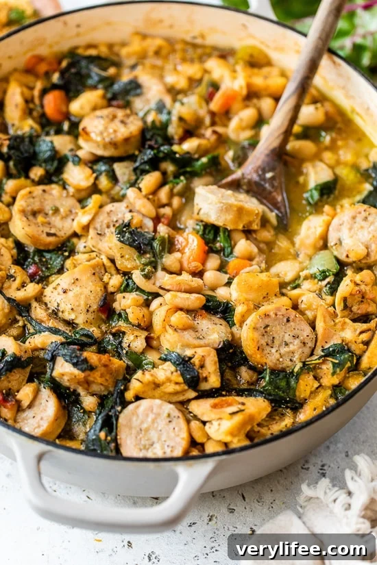 Chicken Cassoulet with white beans and swiss chard.