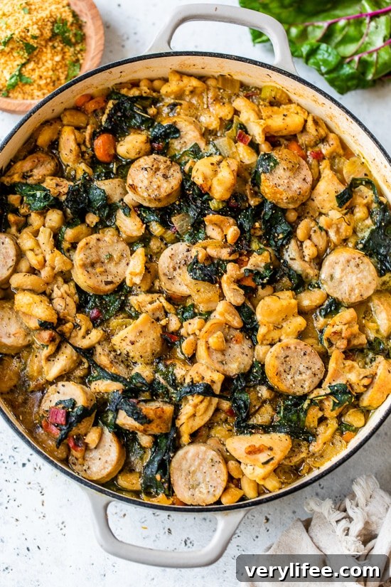 Chicken Cassoulet with Sausage and Swiss Chard