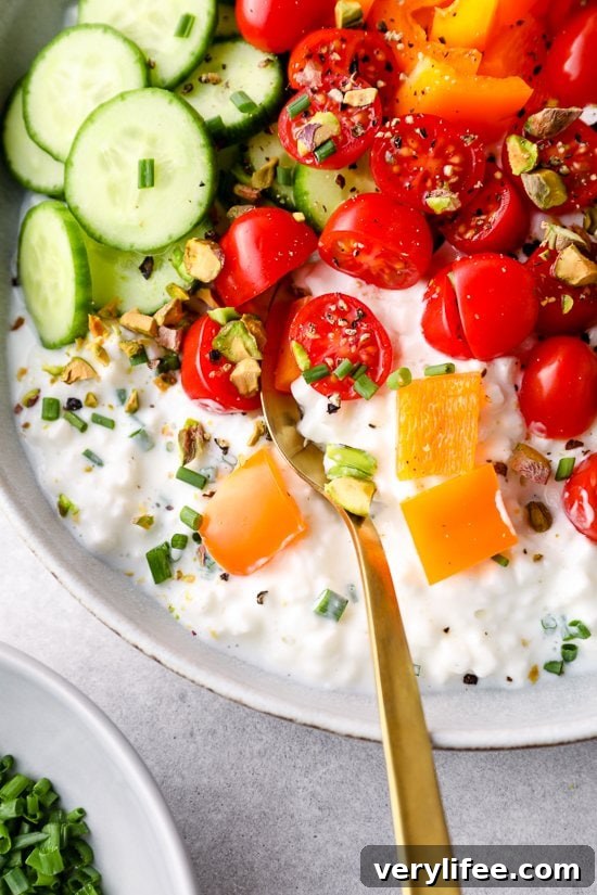cottage cheese topped with veggies