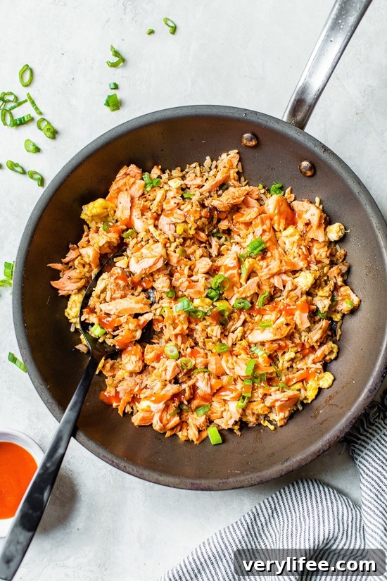 Fried rice with salmon