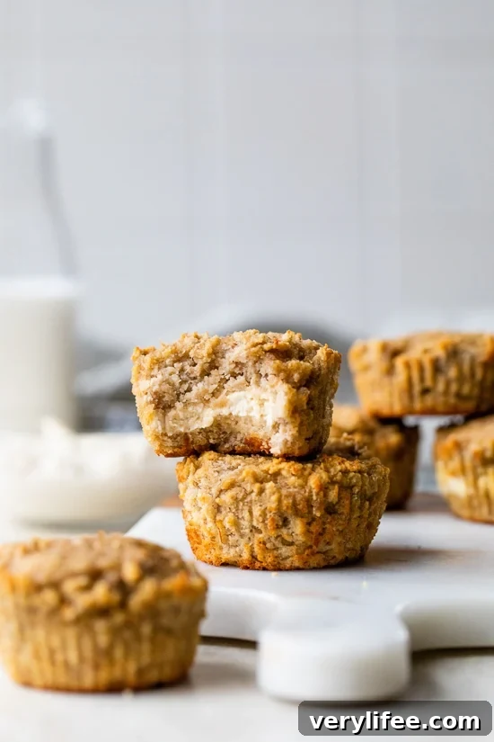 Cream Cheese-Filled Banana Muffins