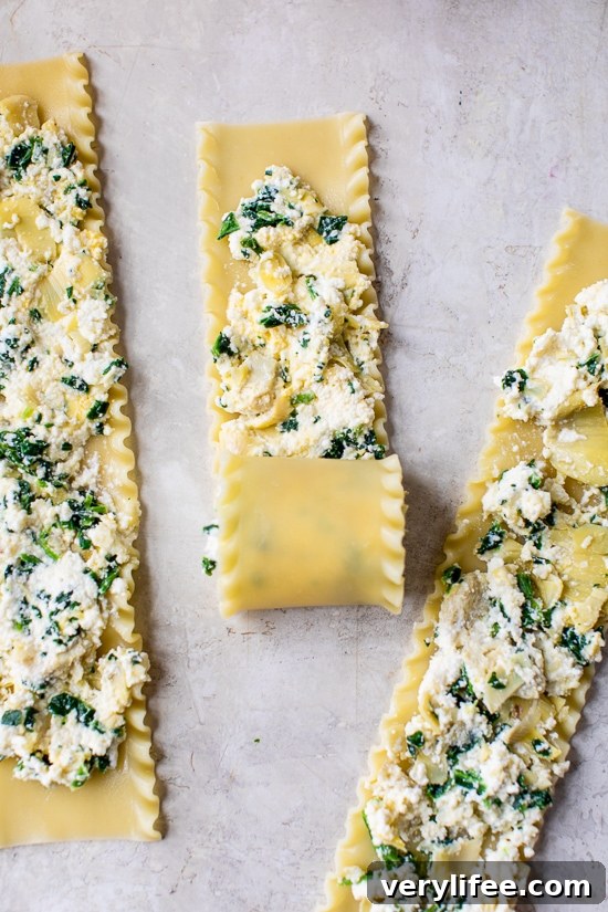 Creamy Spinach and Artichoke Lasagna Roll-Ups Recipe 4 lasagna noodles with artichoke and spinach filling