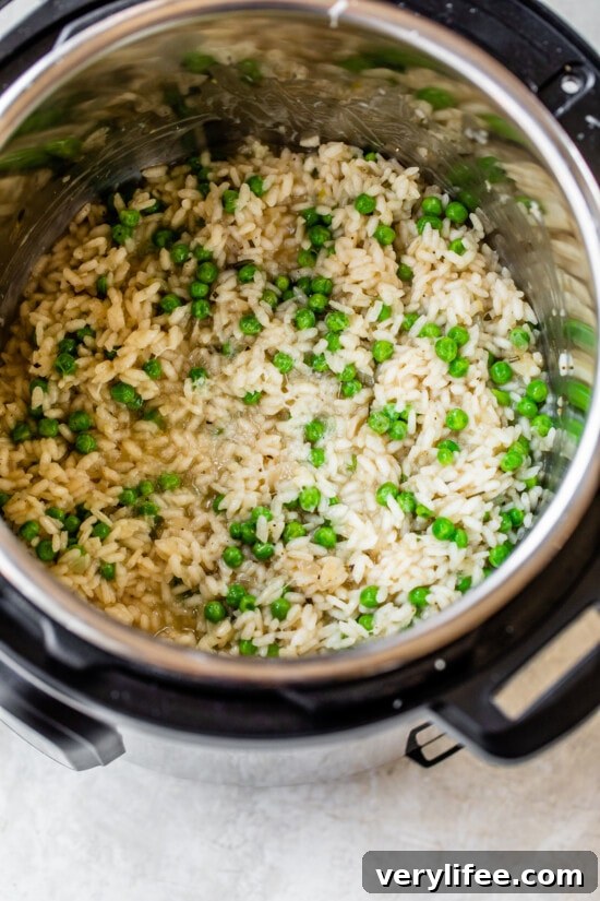 Risotto and peas in an instant pot