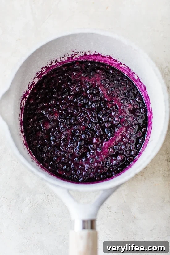 blueberries cooked in a pot