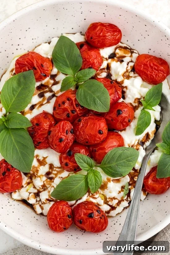 Burst Tomato Cottage Cheese Caprese Bowl