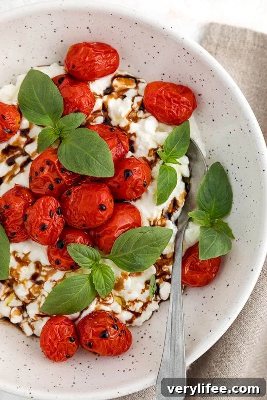 Burst Tomato Cottage Cheese Caprese Bowl