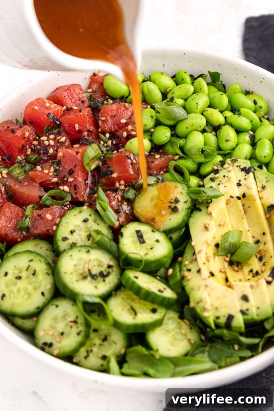 Tuna Poke Salad Recipe with Avocado, Sesame and Soy Dressing 5 Ahi Tuna Poke Salad