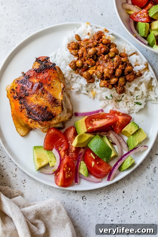 Pollo Sabroso with rice and Gandules