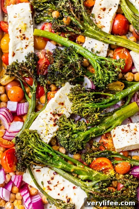 Sheet-Pan Baked Feta with Broccolini, Tomatoes and Chickpeas 6 Sheet Pan Feta and Veggies