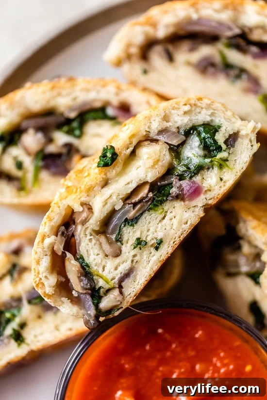 Mushroom and Spinach Stromboli
