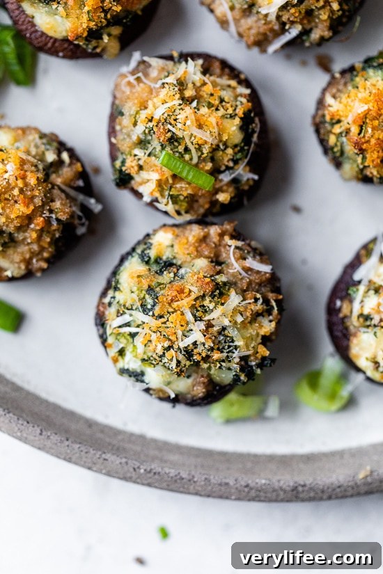 Creamy Spinach Dip Stuffed Mushrooms 4 Spinach Dip Stuffed Mushrooms