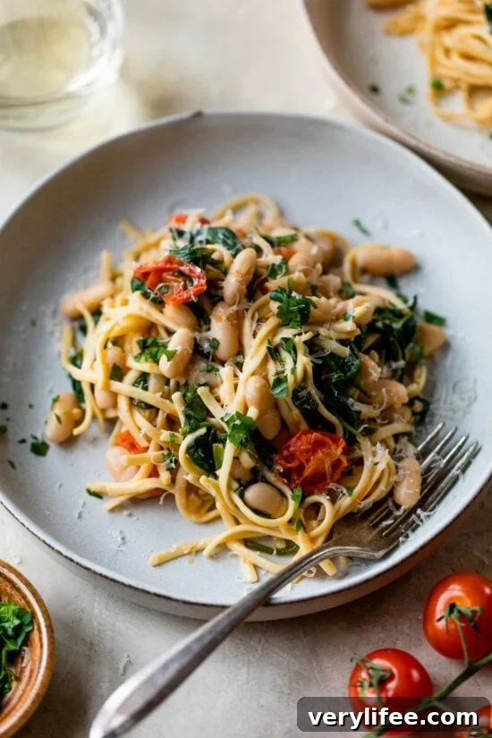 Garlic Lemon White Bean Scampi with Linguine 3 Vegetarian Cannellini Scampi with Linguine
