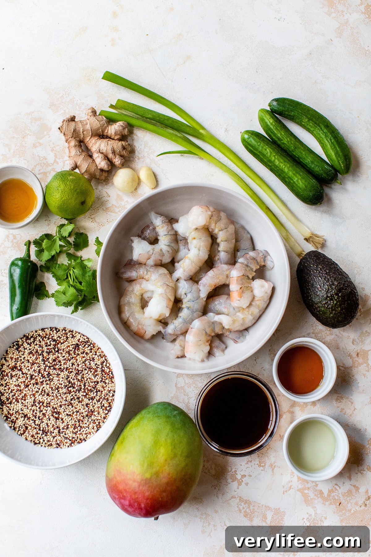 Teriyaki Shrimp Quinoa Bowls with Mango Cucumber Salsa Recipe 3 Teriyaki Shrimp Quinoa ingredients