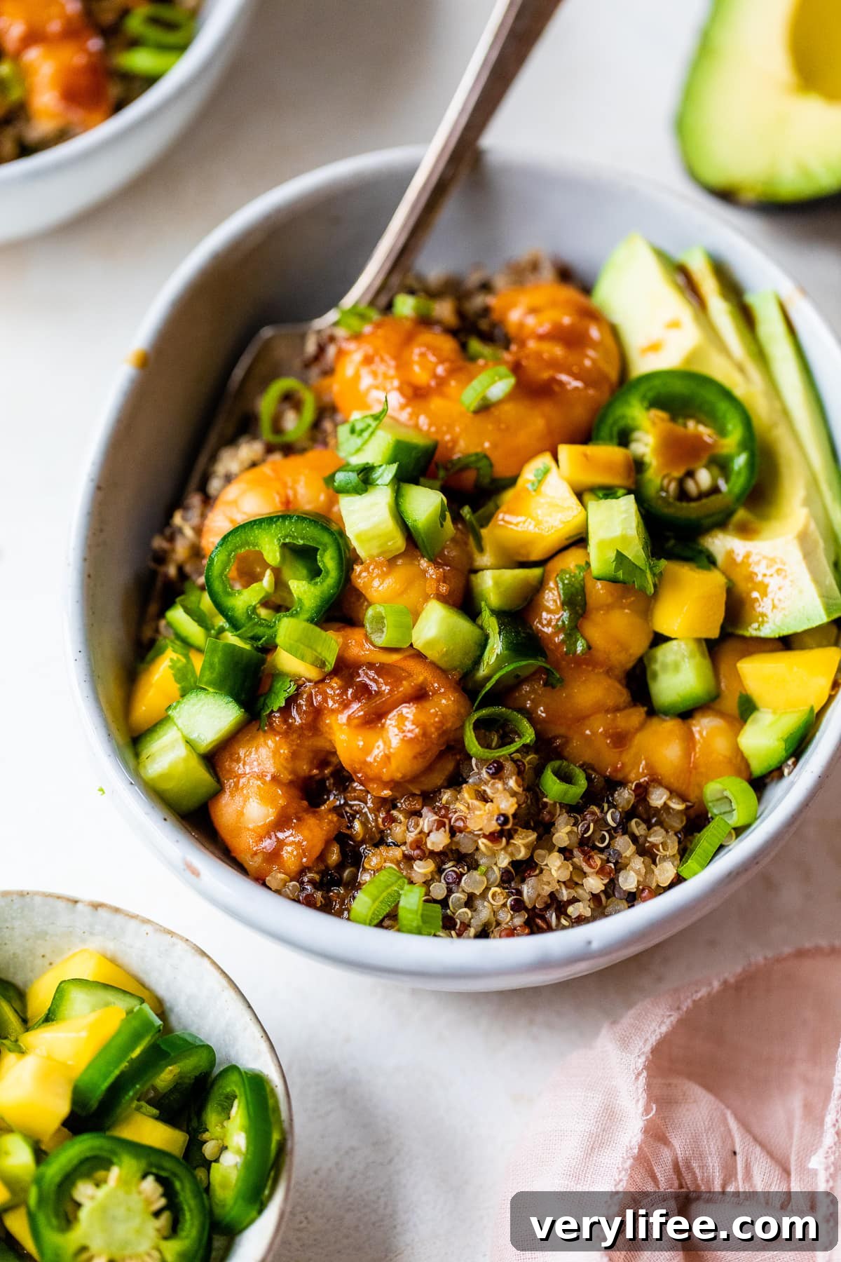 Teriyaki Shrimp Quinoa Bowls with Mango Cucumber Salsa Recipe 7 Teriyaki Shrimp Quinoa Bowls with Mango-Cucumber Salsa