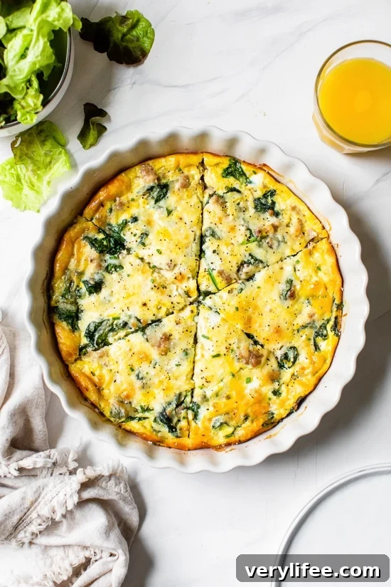 Crustless Sausage and Spinach Quiche