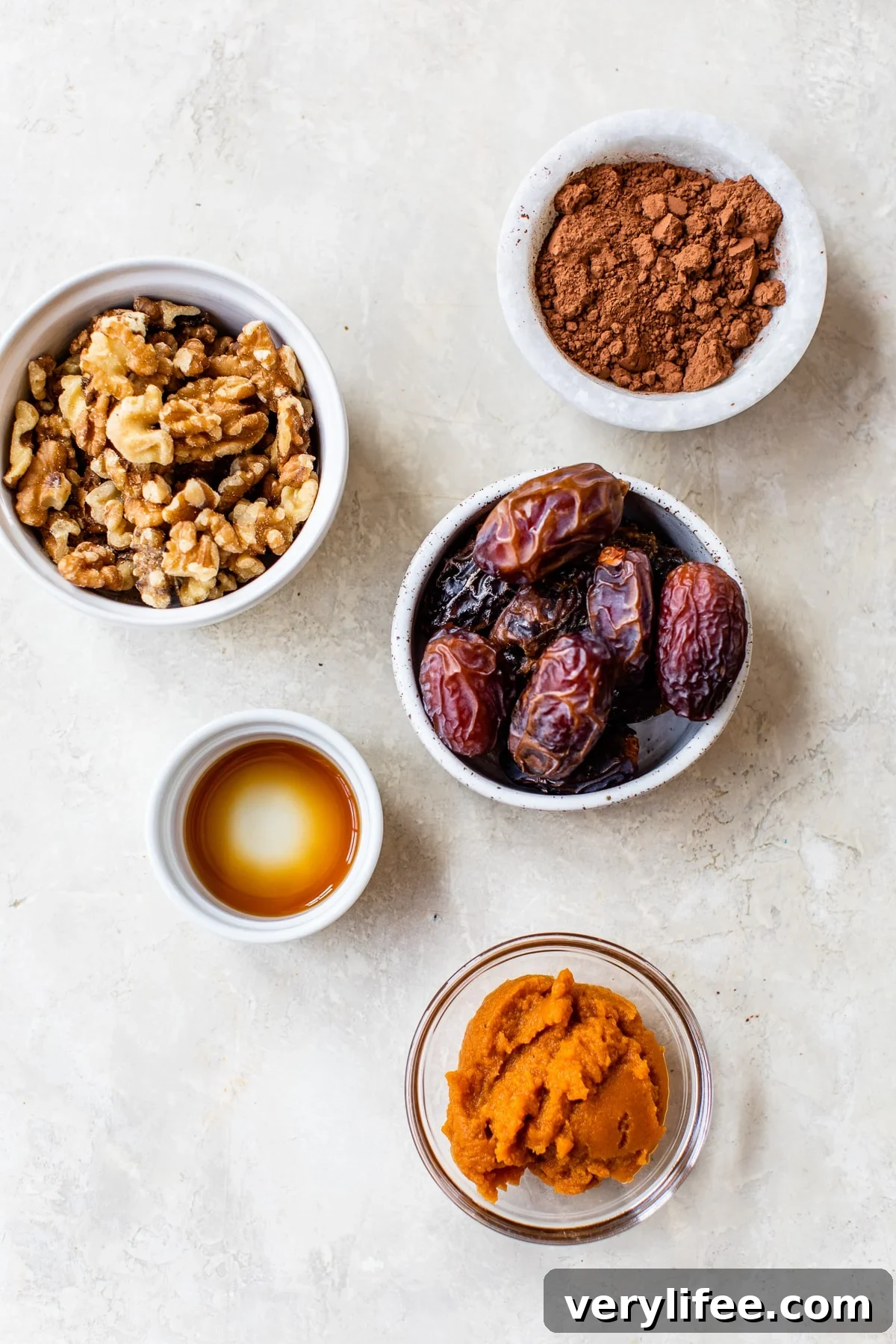 Overhead view of ingredients needed for chocolate balls