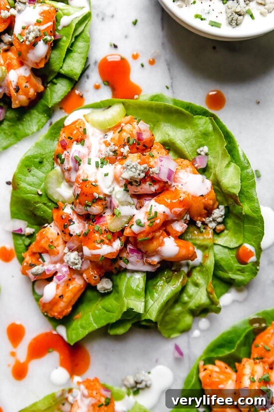Buffalo Shrimp Lettuce Wraps