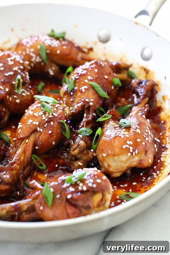 These skinless chicken drumsticks sweet and sticky, and so delicious! Cooked in a skillet with honey, soy sauce, garlic and ginger until the chicken is tender and the sauce thickens. You won't miss the skin!
