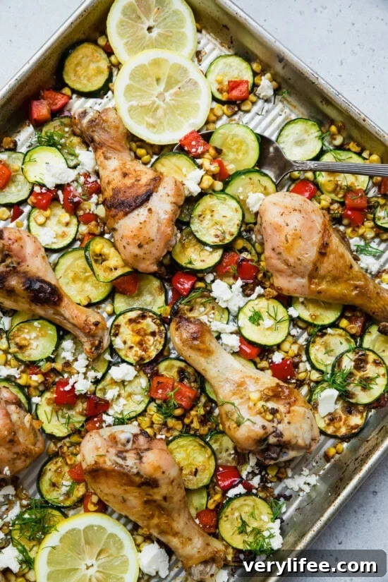 Chicken Drumsticks with Zucchini, Bell Peppers and Corn