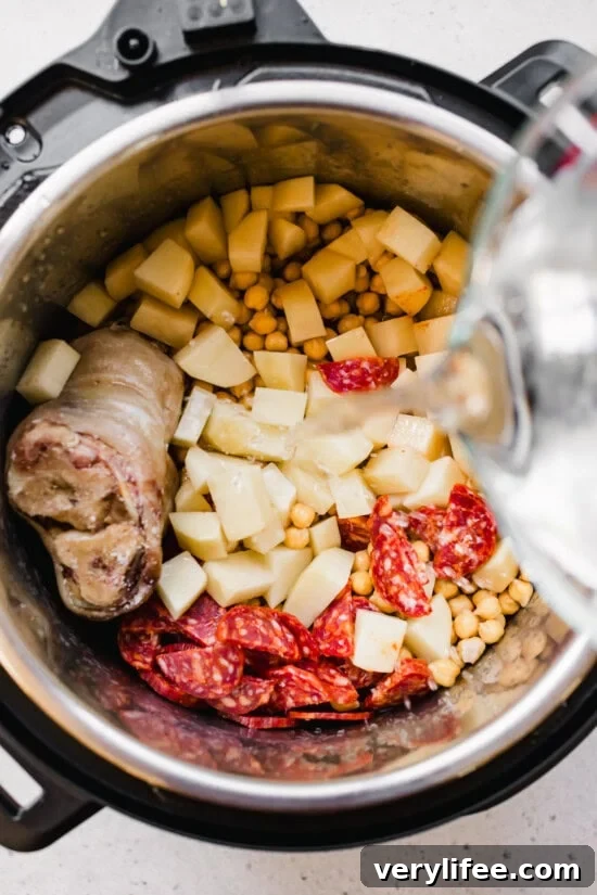 Instant Pot Spanish Chickpea Stew 7 Add everything to the instant pot.