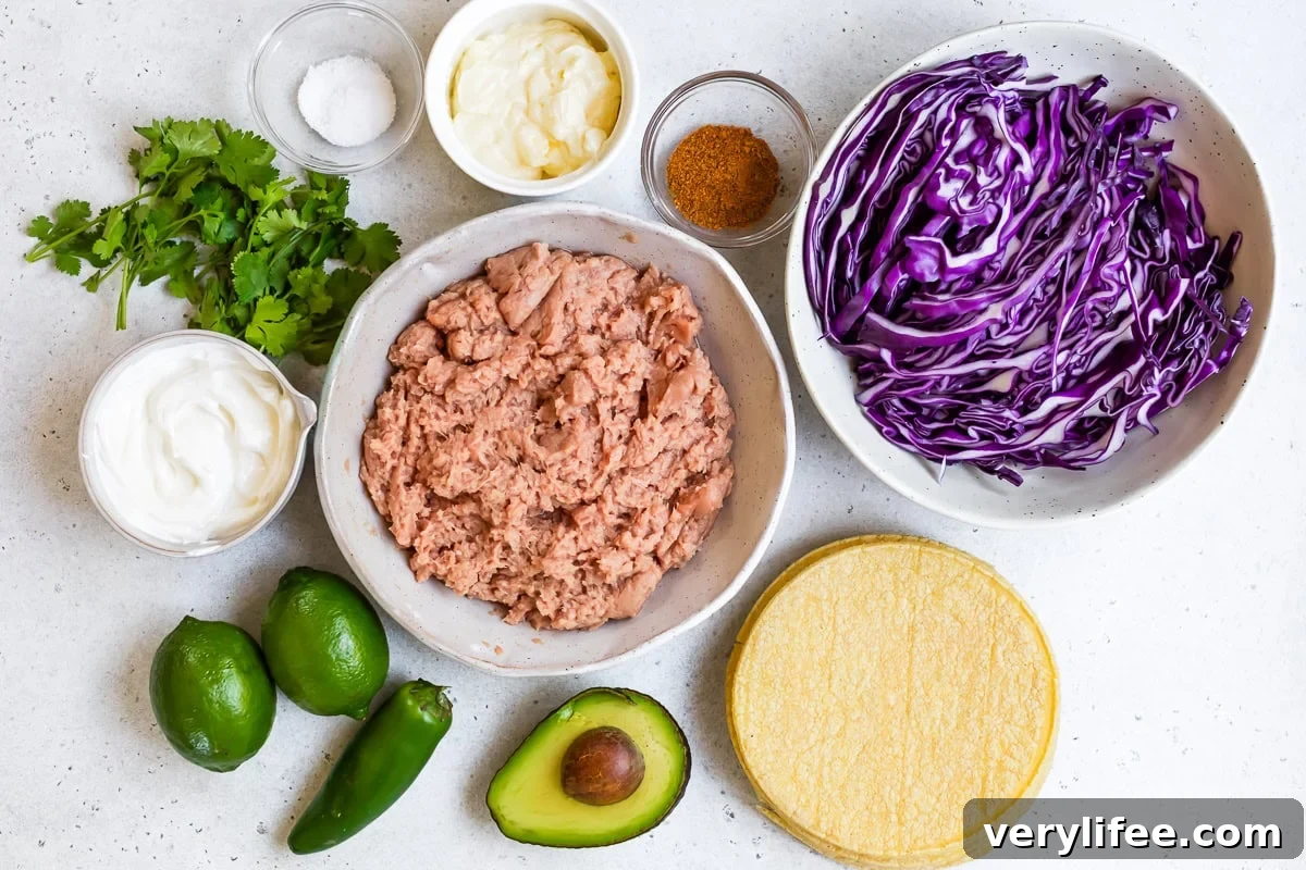 Ingredients for Chicken Smash Tacos with Jalapeño Sauce
