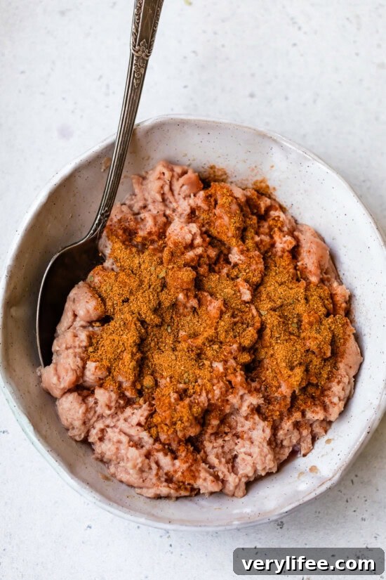 Season the ground chicken