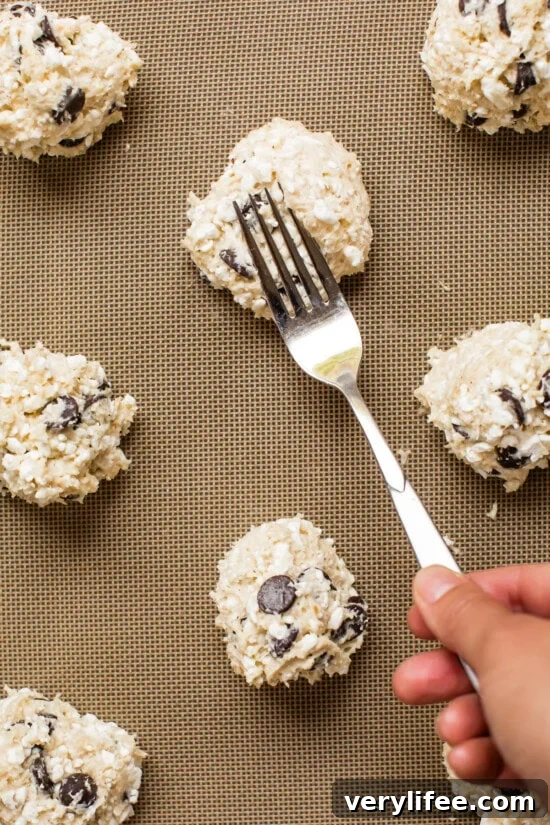 Form into cookies and flatten the top with a fork