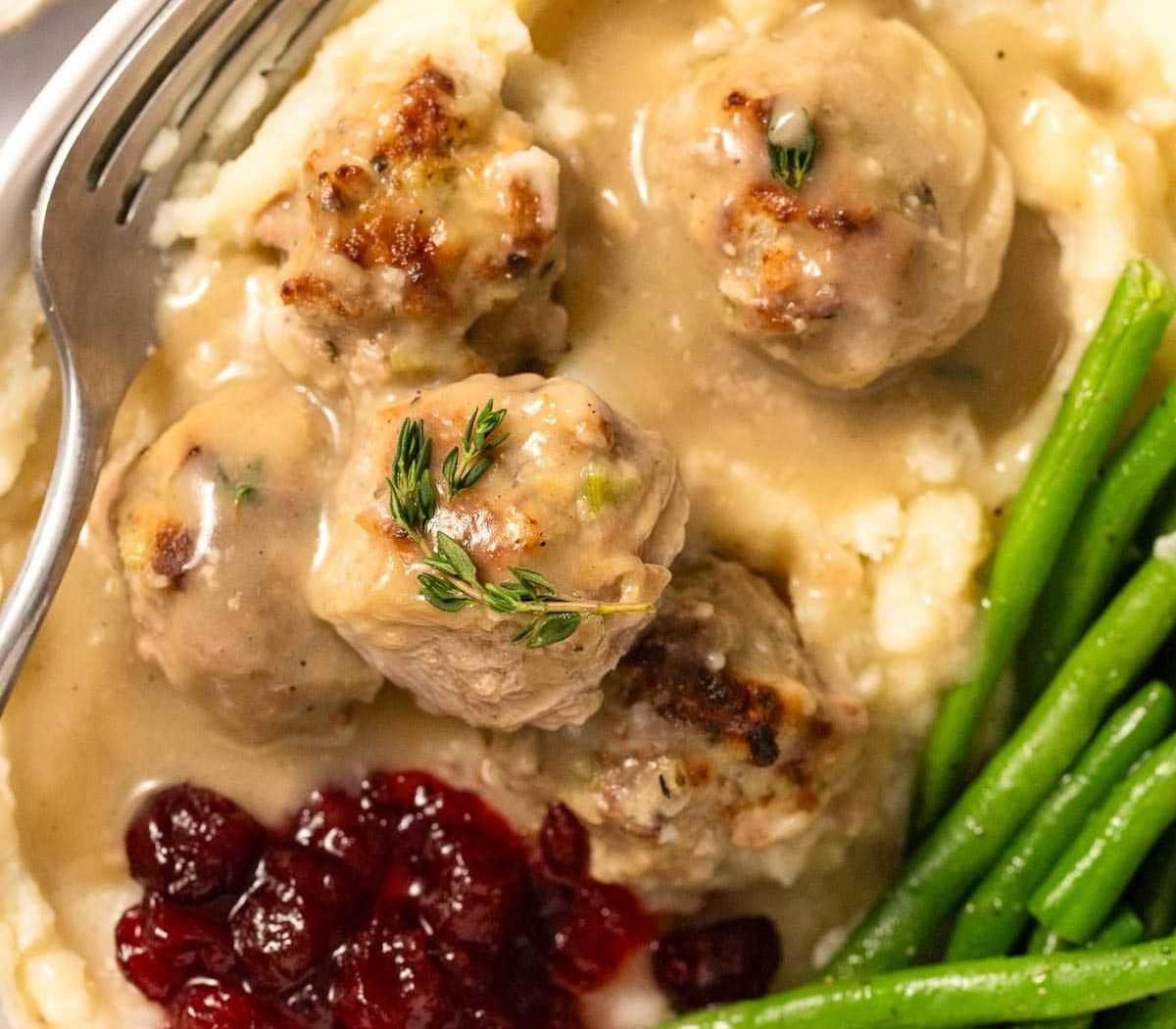 Thanksgiving Turkey Meatballs with Savory Gravy