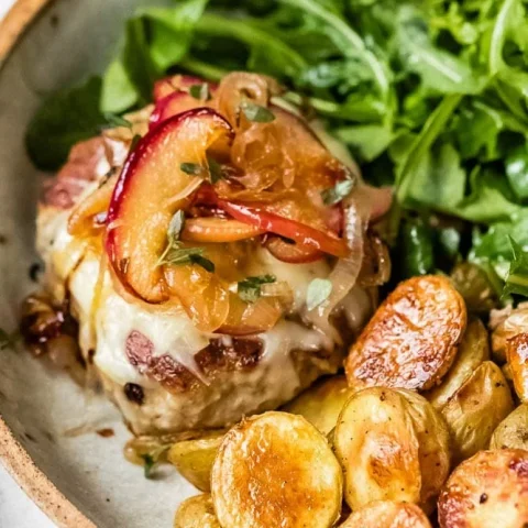 Turkey Burgers with Caramelized Apples and Gruyere