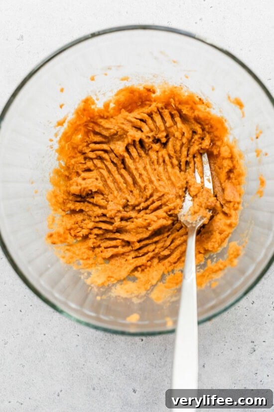 mashed sweet potato