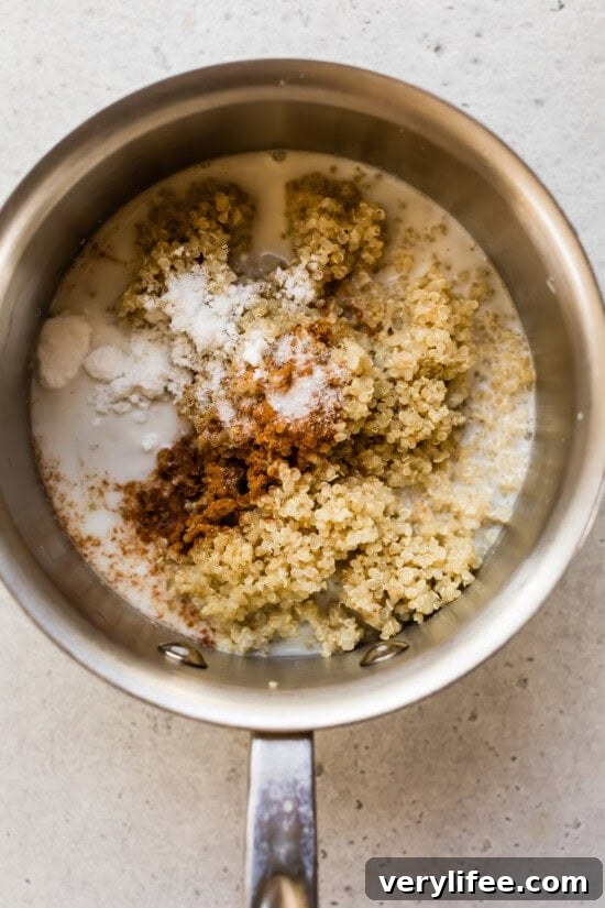 quinoa cooked with coconut milk and cinnamon