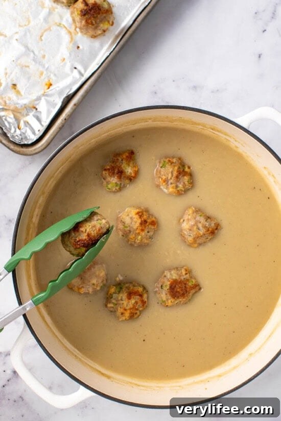 Thanksgiving Turkey Meatballs with Savory Gravy 12 Add the meatballs to the gravy